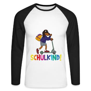 School Child 2024 School Enrollment Back to School - Unisex Long Sleeve Baseball T-Shirt - white/black - Front - Nik (191cm)