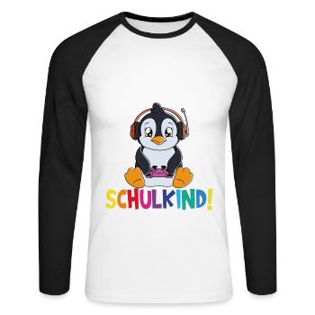 Schulkind 2024 Einschulung Schulanfang - Unisex Baseballshirt langarm - Weiß/Schwarz - Vorne - Nik (191cm)