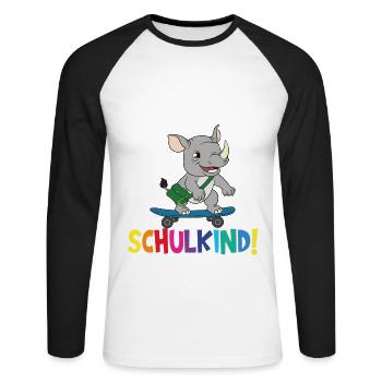 Schulkind 2024 Einschulung Schulanfang - Unisex Baseballshirt langarm - Weiß/Schwarz - Vorne - Nik (191cm)