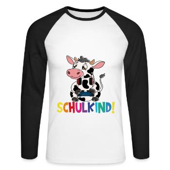 Schulkind 2024 Einschulung Schulanfang - Unisex Baseballshirt langarm - Weiß/Schwarz - Vorne - Nik (191cm)