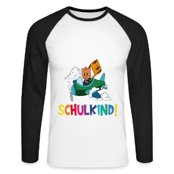 Schulkind 2024 Einschulung Schulanfang - Unisex Baseballshirt langarm - Weiß/Schwarz - Vorne - Nik (191cm)