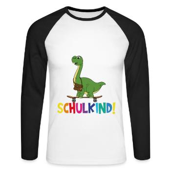 Schulkind 2024 Einschulung Schulanfang - Unisex Baseballshirt langarm - Weiß/Schwarz - Vorne - Nik (191cm)