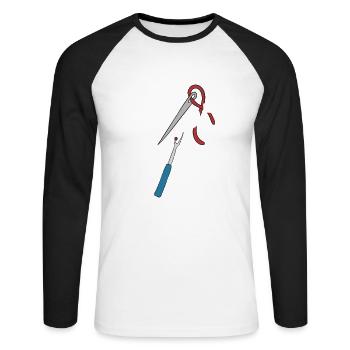 Embroidery Beading Embroidery Pattern Cross Stitch - Unisex Long Sleeve Baseball T-Shirt - white/black - Front - Nik (191cm)