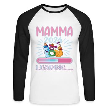 Super Mamma 2024 Loading - Unisex Baseballshirt langarm - Weiß/Schwarz - Vorne - Nik (191cm)