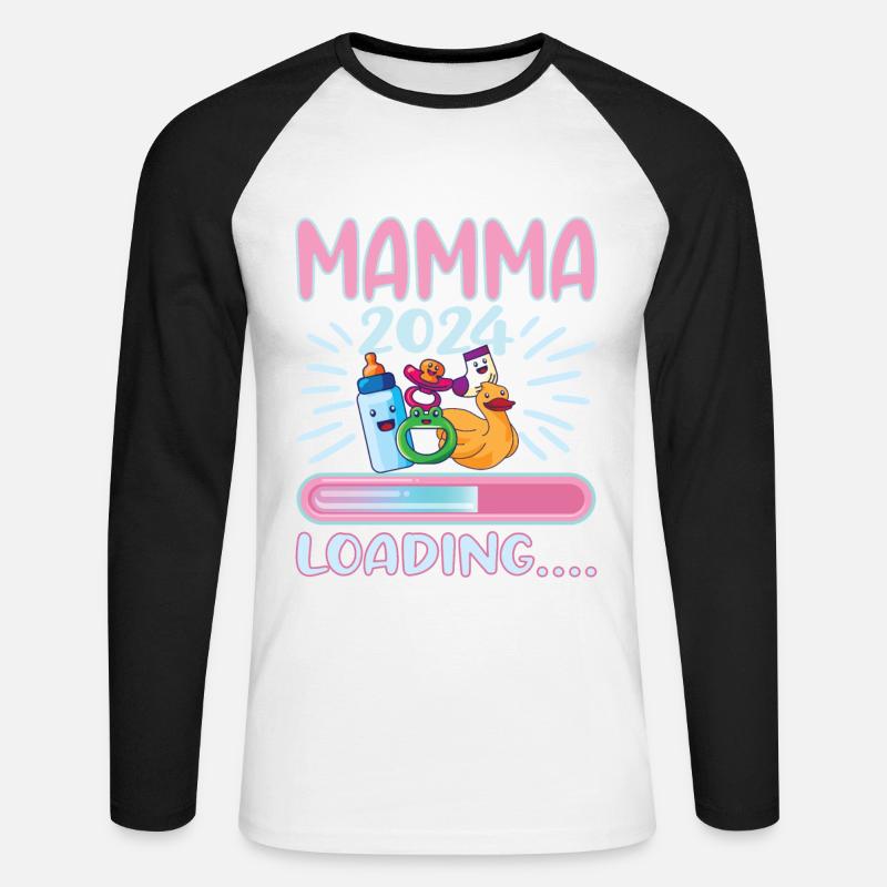 Super Mamma 2024 Loading - Unisex Baseballshirt langarm - Weiß/Schwarz