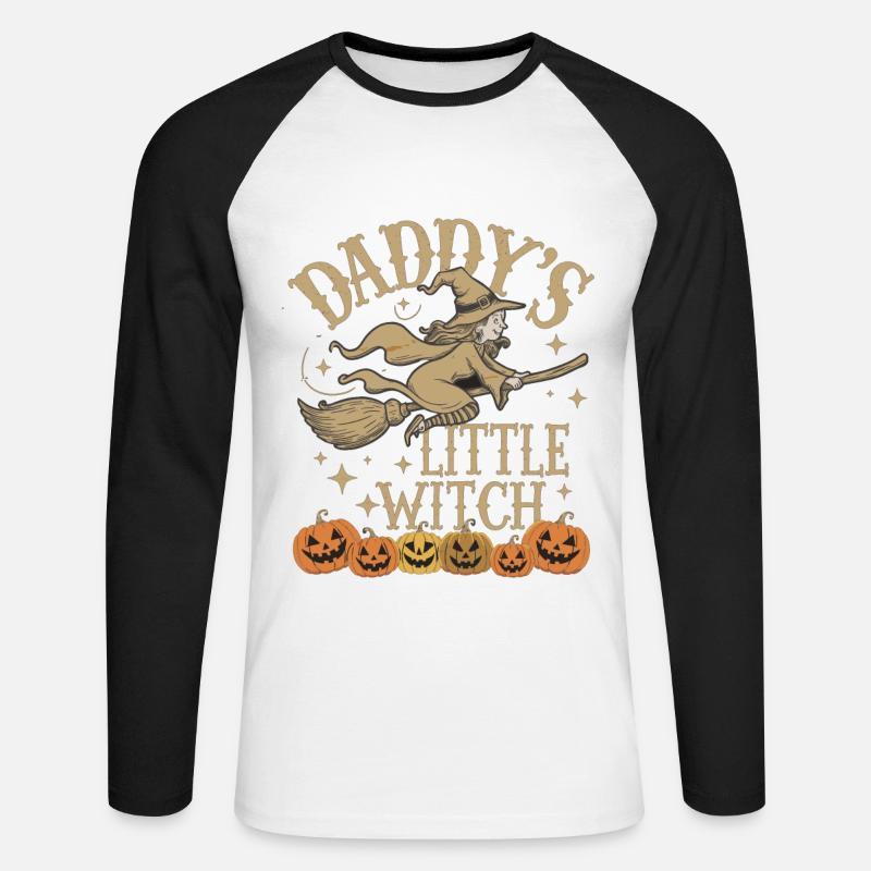 Halloween Witch Daddy's Little Witch - Unisex Baseballshirt langarm - Weiß/Schwarz