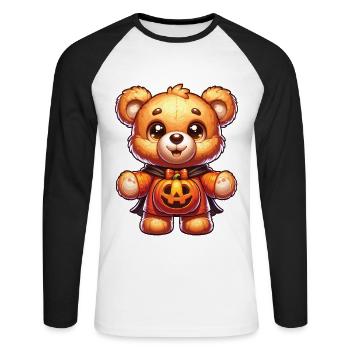 Halloween Teddy Bear Halloween Bear - Unisex Long Sleeve Baseball T-Shirt - white/black - Front - Nik (191cm)