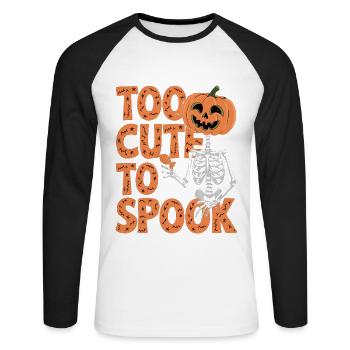 Zu Niedlich Zum Gruseln Halloween - Unisex Baseballshirt langarm - Weiß/Schwarz - Vorne - Nik (191cm)