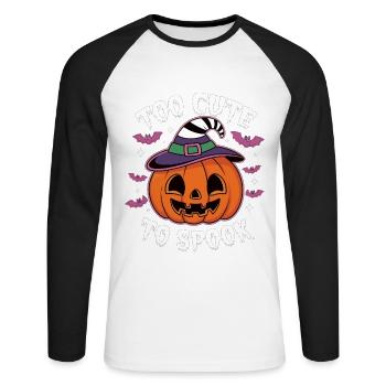 Zu Niedlich Zum Gruseln Halloween - Unisex Baseballshirt langarm - Weiß/Schwarz - Vorne - Nik (191cm)
