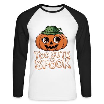 Zu Niedlich Zum Gruseln Halloween - Unisex Baseballshirt langarm - Weiß/Schwarz - Vorne - Nik (191cm)