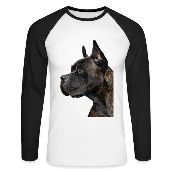 Cane corso - T-shirt baseball manches longues Homme - blanc/noir - Devant - Nik (191cm)