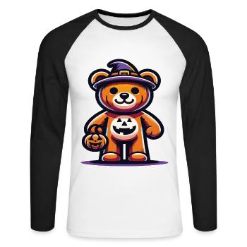 Halloween Teddy Bear Halloween Bear - Unisex Long Sleeve Baseball T-Shirt - white/black - Front - Nik (191cm)