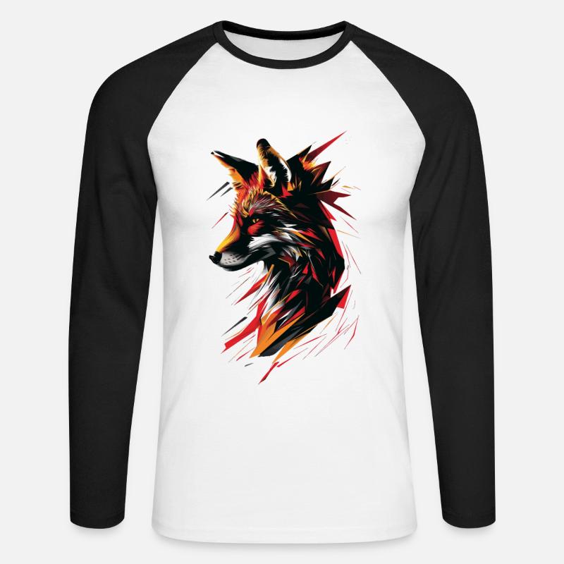 Fuchs - Unisex Baseballshirt langarm - Weiß/Schwarz