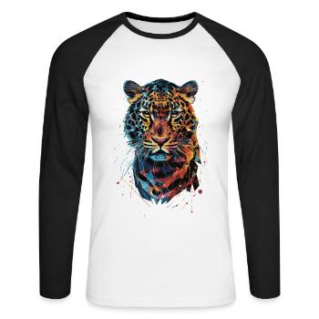 Leopard - Unisex Long Sleeve Baseball T-Shirt - white/black - Front - Nik (191cm)