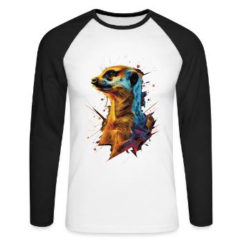 Meerkat - Unisex Long Sleeve Baseball T-Shirt - white/black - Front - Nik (191cm)