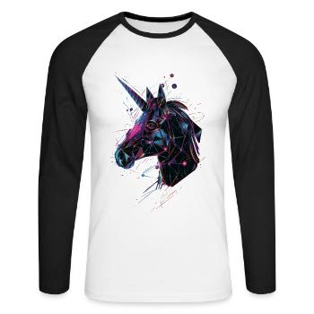 Licorne - T-shirt baseball manches longues Homme - blanc/noir - Devant - Nik (191cm)