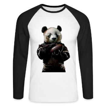 Panda - T-shirt baseball manches longues Homme - blanc/noir - Devant - Nik (191cm)
