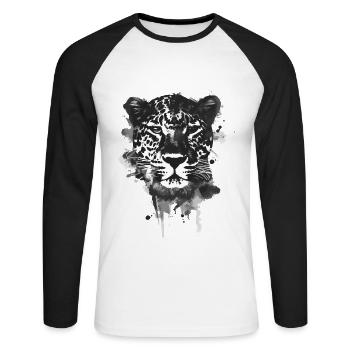 Leopard - Unisex Long Sleeve Baseball T-Shirt - white/black - Front - Nik (191cm)