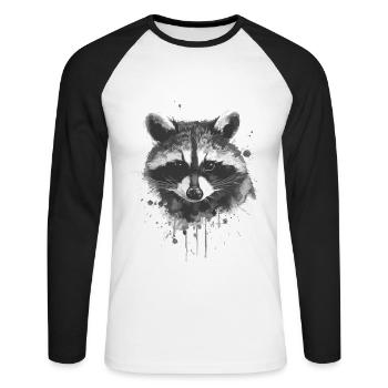 Raton laveur - T-shirt baseball manches longues Homme - blanc/noir - Devant - Nik (191cm)