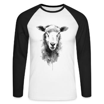 Schaf - Unisex Baseballshirt langarm - Weiß/Schwarz - Vorne - Nik (191cm)