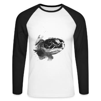 Tortue - T-shirt baseball manches longues Homme - blanc/noir - Devant - Nik (191cm)