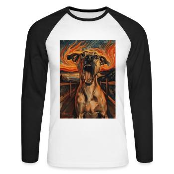 Chien - T-shirt baseball manches longues Homme - blanc/noir - Devant - Nik (191cm)