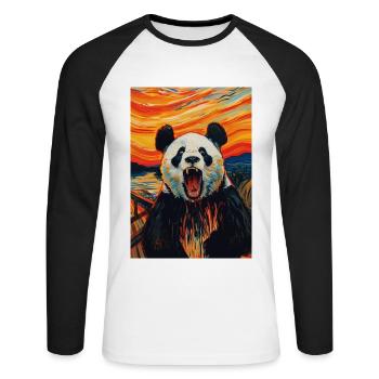 Panda - T-shirt baseball manches longues Homme - blanc/noir - Devant - Nik (191cm)