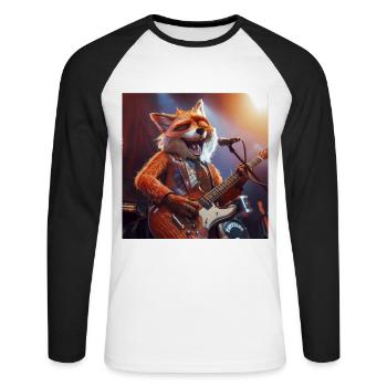 Fuchs - Unisex Baseballshirt langarm - Weiß/Schwarz - Vorne - Nik (191cm)