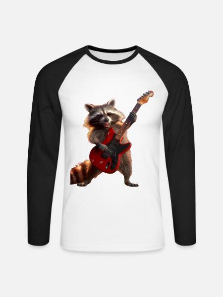Raccoon - Unisex Long Sleeve Baseball T-Shirt - white/black