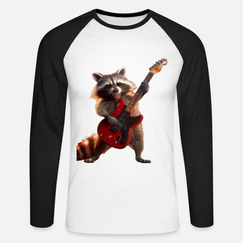 Waschbär - Unisex Baseballshirt langarm - Weiß/Schwarz