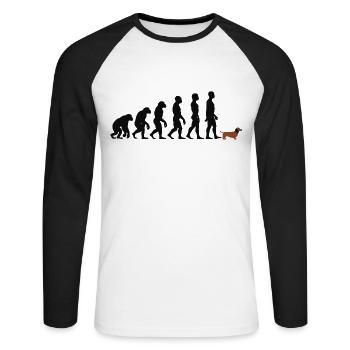 Dackel - Unisex Baseballshirt langarm - Weiß/Schwarz - Vorne - Nik (191cm)