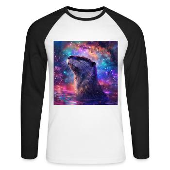 Otter - Unisex Baseballshirt langarm - Weiß/Schwarz - Vorne - Nik (191cm)