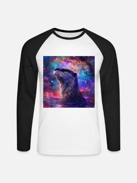 Otter - Unisex Long Sleeve Baseball T-Shirt - white/black