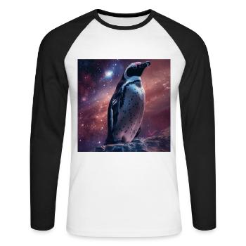 Penguin - Unisex Long Sleeve Baseball T-Shirt - white/black - Front - Nik (191cm)