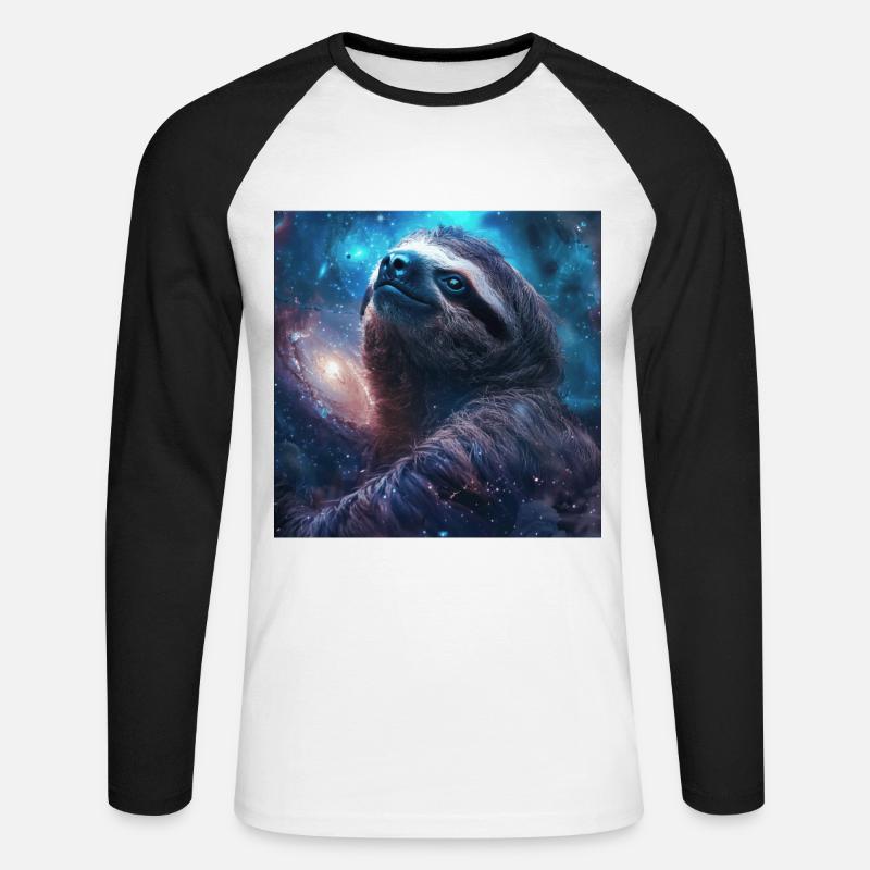 Faultier - Unisex Baseballshirt langarm - Weiß/Schwarz
