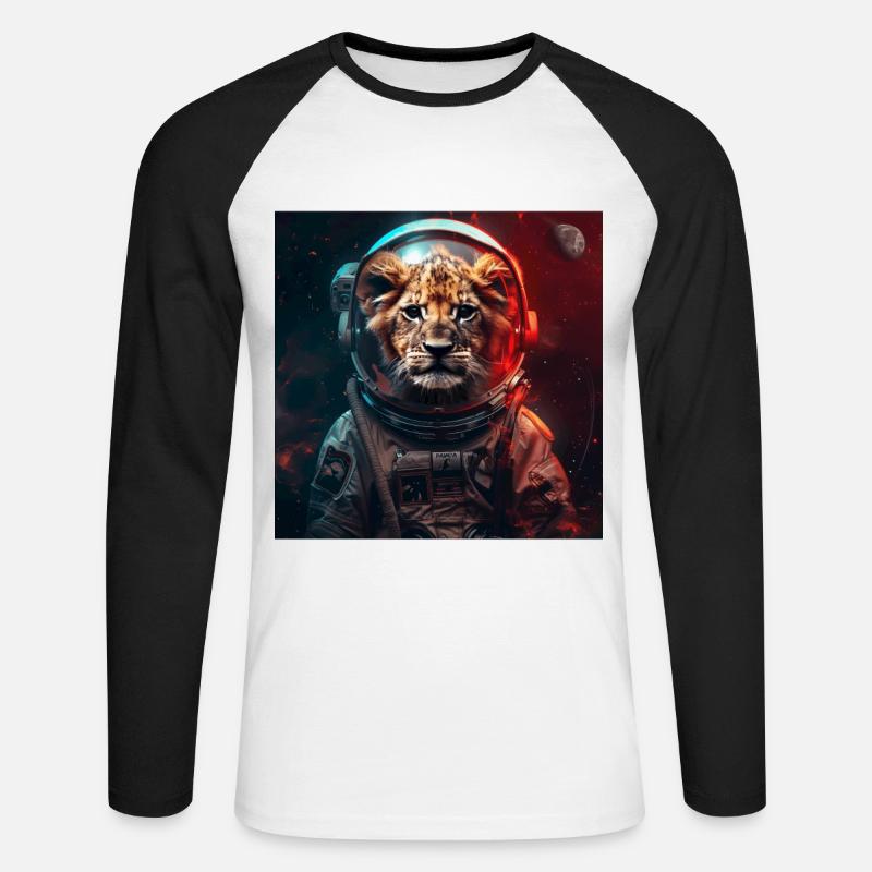 Löwe - Unisex Baseballshirt langarm - Weiß/Schwarz