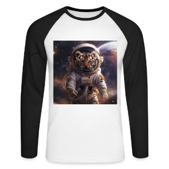 Tigre - T-shirt baseball manches longues Homme - blanc/noir - Devant - Nik (191cm)