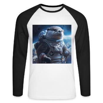 Otter - Unisex Baseballshirt langarm - Weiß/Schwarz - Vorne - Nik (191cm)