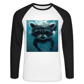 Raton laveur - T-shirt baseball manches longues Homme - blanc/noir - Devant - Nik (191cm)