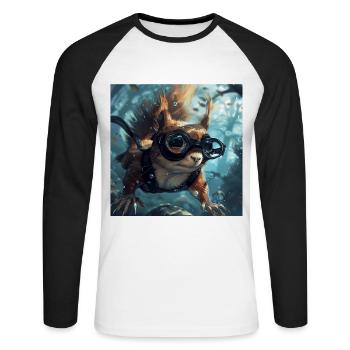 Squirrel - Unisex Long Sleeve Baseball T-Shirt - white/black - Front - Nik (191cm)