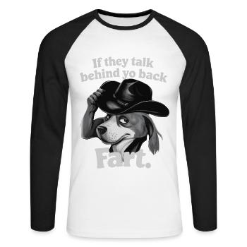 Chien - T-shirt baseball manches longues Homme - blanc/noir - Devant - Nik (191cm)