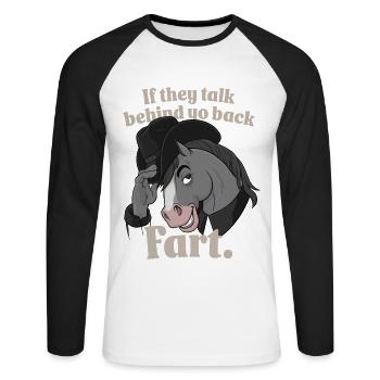 Pferd - Unisex Baseballshirt langarm - Weiß/Schwarz - Vorne - Nik (191cm)