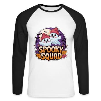 Halloween Spooky Squad Geist mit Mütze - Unisex Baseballshirt langarm - Weiß/Schwarz - Vorne - Nik (191cm)