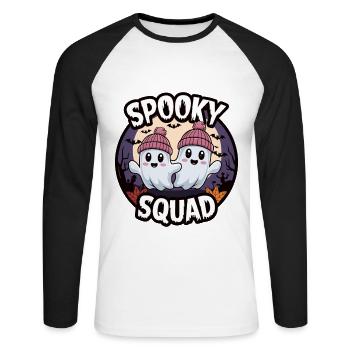Halloween Spooky Squad Geist mit Mütze - Unisex Baseballshirt langarm - Weiß/Schwarz - Vorne - Nik (191cm)
