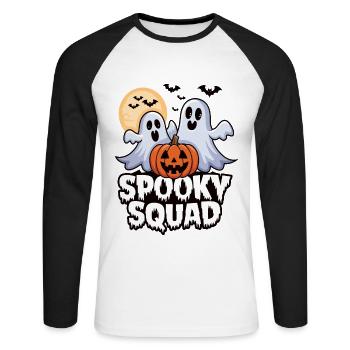 Halloween Spooky Squad Geist mit Mütze - Unisex Baseballshirt langarm - Weiß/Schwarz - Vorne - Nik (191cm)