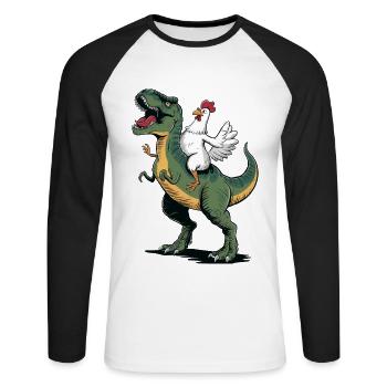 Poulet - T-shirt baseball manches longues Homme - blanc/noir - Devant - Nik (191cm)
