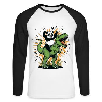 Panda - T-shirt baseball manches longues Homme - blanc/noir - Devant - Nik (191cm)