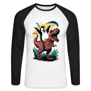 Penguin - Unisex Long Sleeve Baseball T-Shirt - white/black - Front - Nik (191cm)