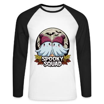 Halloween Spooky Squad Geist mit Mütze - Unisex Baseballshirt langarm - Weiß/Schwarz - Vorne - Nik (191cm)