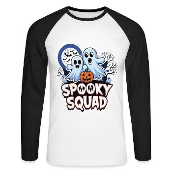 Halloween Spooky Squad Geist mit Mütze - Unisex Baseballshirt langarm - Weiß/Schwarz - Vorne - Nik (191cm)